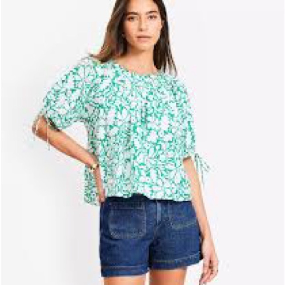Loft Floral Tie Cuff Blouse Size Medium NWOT - Picture 6 of 7